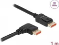 Produktbild: Delock - DisplayPort-Kabel - DisplayPort (M) gerade zu DisplayPort (M) nach rechts abgewinkelt - DisplayPort 1.4 - 1 m - unterstützt 8K 60 Hz (7680 x 4320) - Schwarz