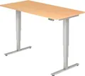 Produktbild: Schreibtisch ULM, elektrisch höhenverstellbar, Rechteck, T-Fuß, B 1600 x T 800 x H 625-1275 mm, Buche/weißalu + Memoryschalter 106746