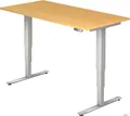 Produktbild: HAMMERBACHER Schreibtisch Schreibtisch 160x80x62-127cm Buche/silber elektrisch höhenverstellbar