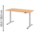 Produktbild: Hammerbacher Schreibtisch XDSM 16, buche / silber, elektrisch verstellbar, 160 x 63,5-128,5 x 80cm