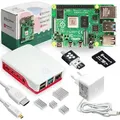 Produktbild: Raspberry Pi 4 Starterkit, 64GB microSDHC inkl. Pi OS, Gehäuse, Netzteil, HDMI-Kabel und Zubehör - RAM: 1GB - Farbe: weiß - Weiß