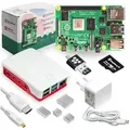 Produktbild: Raspberry Pi 4 Starterkit, 64GB microSDHC inkl. Pi OS, Gehäuse, Netzteil, HDMI-Kabel und Zubehör - RAM: 1GB - Farbe: weiß