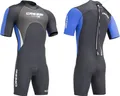 Produktbild: CRESSI Med X Man Shorty Wetsuit 2.5mm Black/Blue L/4 - Herren Shorty Neoprenanzug aus 2,5 mm hoch dehnbarem, doppelt gefüttertem Neopren, Schwarz/Blau/Silver, L/4
