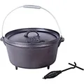 Produktbild: El Fuego Dutch Oven Schwarz Kasan Gusseisen mit Deckelheber 8,46 Liter (AY463)