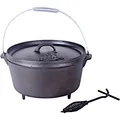 Produktbild: El Fuego Dutch Oven Schwarz Kasan Gusseisen mit Deckelheber  8,46 Liter (AY463)
