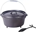 Produktbild: El Fuego Dutch Oven Schwarz Kasan Gusseisen mit Deckelheber 6,80Liter