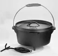 Produktbild: El Fuego Dutch Oven Schwarz Kasan Gusseisen mit Deckelheber 6,80Liter
