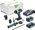 Produktbild: Festool Akku-Schlagbohrschrauber TPC 18/4 5,2/4,0 I-Set QUADRIVE (mit Akkupacks, Schnellladegerät, Werkzeugfutter, Schnellspannbohrfutter, Zusatzhandgriff, Winkelvorsatz, Bit), im Systainer