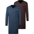 Produktbild: Nachthemd LE JOGGER, Herren, Gr. 44/46 (S), N-Gr, blau (blau, marine), Jersey, Obermaterial: 100% Baumwolle, gemustert, Basic, bequem kniefrei, V-Ausschnitt, abgesteppte Kante, Kleider Nachthemd, in bequemer Weite