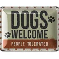 Produktbild: Retro Blechschild Hund DOGS WELCOME Geschenke Hundeliebhaber Metallschild 15x20