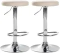 Produktbild: CLP 2er Set Barhocker Ponte Kunstleder I Drehbarer Thekenhocker I Höhenverstellbarer Hocker I Küchenhocker mit Metallgestell, Farbe:Creme, Material Gestell:Metall in Chromoptik