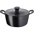 Produktbild: Tefal Jamie Oliver E21246 Schmortopf 24cm mit Deckel – Gusseisen Schwarz/Creme
