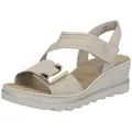 Produktbild: Rieker Keilsandalette Klettschuh, Sommerschuh, Urlaubsschuh mit asymmetrischen Riemchen beige 41 EU