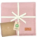 Produktbild: DIKOS® Babydecke aus *100%* GOTS Bio Baumwolle rosa | 4 Jahreszeiten Neugeborenen Baumwoll-Decke | weiche Strickdecke Kuscheldecke Schmusedecke Baby Mädchen | Erstausstattung Baby Geschenk zur Geburt