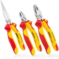 Produktbild: Wiha Zangen Set für Elektriker (26852) 3-tlg. I Universal Kombizange 180mm + Flachrundzange 200mm + Seitenschneider 160mm I Zangenset Elektro VDE
