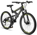 Produktbild: Licorne Bike Strong 2D Premium Mountainbike in 27,5 Zoll - Fahrrad für Jungen, Mädchen, Damen und Herren - Scheibenbremse vorne und hinten - 21 Gang-Schaltung - Vollfederung