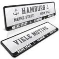 Produktbild: schildEVO 2 Kennzeichenhalter | Hamburg 06 | Moin Hansestadt | Alster | St. Pauli Reeperbahn | Kiez | HH | Nummernschildhalter | Kennzeichenrahmen | Auto PKW Kfz | DHL-Versand