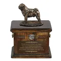 Produktbild: Art-Dog Custom Dog Sitzender Hund Statue Gedenkurne - Handgefertigte Kaltguss-Bronze auf Birke Basis - Urne für die Asche des Hundes - 8.3x11.4x8.7-5l - Mops I