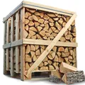 Produktbild: holz4home® Brennholz Eiche Kammergetrocknet 25 cm 1RM/ 1,6 SRM I 450-500 kg auf Palette I Ideal als Holz für Ofen Kamin BBQ I optimales Feuerholz Eichenholz