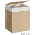 Produktbild: Boxxx Wäschekorb Songmics, Weiß, Beige, Metall, Textil, 100 L, 46.5x65x37.5 cm, Tragegriffe, Deckel, Ordnen & Aufbewahren, Wäschekörbe & Tonnen