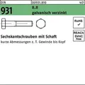 Produktbild: Sechskantschraube DIN 931 Schaft M8x 160 8.8 galv.verz. 100 Stück