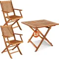 Produktbild: CASARIA® Balkonmöbel Set 2 Personen Wetterfest Holz FSC®-zertifizierte Stühle Klappbar 160kg Belastbar Balkon Garten Terrassenmöbel Möbel 3-t...