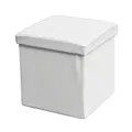 Produktbild: ECHTWERK Sitzwürfel, Storecube, Polsterhocker mit Stauraum, faltbare Aufbewahrungsbox, Fußhocker, klappbar, Funktion als Beistelltisch, abnehmbarer Deckel, Kunstleder, weiß, circa 38 x 38 x 38 cm