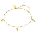 Produktbild: Purelei® - Akala Fußkettchen Damen – Edelstahl 18K vergoldet/rosé/silber – Mit echten Süßwasserperlen & Muschelanhängern – Verstellbar 21–25 cm – Sommerliches Fußband (Gold)
