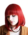 Produktbild: Prettyland Damen Frauen Rot Bob Mittellange Kurze Natürlich Matte Glatte Perücke Red Short Wig C749