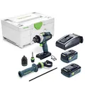 Produktbild: Festool Akku-Bohrschrauber TDC 18/4 5,0/4,0 I-Plus QUADRIVE (mit Akkupacks, Schnellladegerät, Werkzeugfutter, Magnet-Bithalter, Schnellspannbohrfutter, Zusatzhandgriff, Bit, Gürtelclip), im Systainer