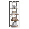 Produktbild: VASAGLE Regal, Bücherregal, Standregal, DVD-Regal, mit 5 Ebenen, Büroregal, offene Ablagen, für Büro, Wohnzimmer, Schlafzimmer, Küche, 30 x 40 x 153 cm, vintagebraun-tintenschwarz LLS100B01