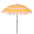 Produktbild: MICA Decoration Neigbarer Sonnenschirm mit Streifenmuster - Stockschirm 238 x Ø195 cm - Garten oder Balkon Sonnenschutz - Polyester, Stahl - Rosa, Orange