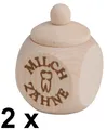 Produktbild: 2 x Holzdose Dose Zahndose Milchzahndose mit Schraubdeckel Milchzähne 4x4x6 cm