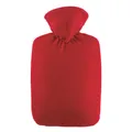 Produktbild: Hugo Frosch Wärmflasche Klassik 1,8l – Made in Germany – mit weichem Fleecebezug Rot – große, auslaufsichere & geruchsneutrale Bettflasche – langlebig & mit waschbarem Bezug
