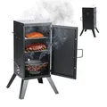 Produktbild: Relaxdays Räucherofen, Fleisch & Fisch, 2 Ebenen, Thermometer, Holzkohle, Hxbxt: 108,5x57x56 Cm, Stahl, Smoker, Schwarz