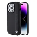 Produktbild: CG MOBILE BMW Lederhülle mit Schildstruktur und Streifenmuster für iPhone 15 Pro, Schwarz