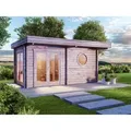 Produktbild: Saunahaus Enns-70 Gartensauna 3 Sitzbänke Aus Holz, Sauna Mit 70 Mm Wandstärke, Außensauna Mit Montagematerial - Finntherm
