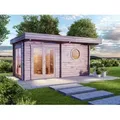 Produktbild: Saunahaus Enns-70 Gartensauna 3 Sitzbänke Aus Holz, Sauna Mit 70 Mm Wandstärke, Außensauna Mit Montagematerial - Finntherm