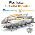 Produktbild: Fischhalter für Backofen & Grill Fischständer 14 cm (T) x 21 cm (B) x 9 cm (H)