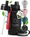 Produktbild: BeMaxx Trinkflasche Edelstahl ACTIVE FLASK BIG 1,3L schwarz