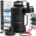 Produktbild: Trinkflasche Edelstahl ACTIVE FLASK + Strohhalm 3 Deckel | Große 13 Liter Spo...