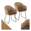 Produktbild: Juskys Rattan Korbsessel Cody 2er Set mit Kissen - Indoor & Outdoor Rattanstühle - Korbstühle Natur