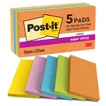 Produktbild: Post-it Super Sticky Notes Boost Color Collection, 5 Blöcke, 90 Blatt pro Block, 76 mm x 127 mm, Orange, Grün, Rosa, Gelb, Blau – extra Haftnotizen für Notizen, To-Do-Listen und Erinnerungen, Mittel