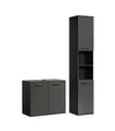 Produktbild: mokebo Badmöbel-Set Der Steuermann, (2-teilig), Unterschrank & Hochschrank fürs Badezimmer in Schwarz
