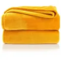 Produktbild: Wohndecke Premium Super Soft Flanell Kuscheldecke Sofadecke, heimtexland, super weich und flauschig, Allergiker geeignet, atmungsaktiv gelb 220 cm x 240 cm
