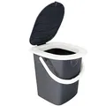 Produktbild: Camping Eimertoilette mit Deckel und Sitzbrille - bis 120kg belastbar - Sitzhöhe 35cm Toiletteneimer Campingtoilette ohne Chemie WC Hygieneeimer Gartentoilette Pool Baustelle Wohnmobil mobile Toilette