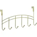 Produktbild: Relaxdays Türgarderobe, 6 Haken, zum Einhängen, Metall, Türhakenleiste Flur, Schlafzimmer, Bad, HBT 20x40x9 cm, gold