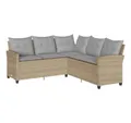 Produktbild: vidaXL Gartenlounge-Set L-förmiges Couchsofa mit Kissen Beige Polyrattan, (1-tlg)