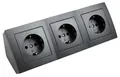 Produktbild: Aufbau Steckdosenblock Flair, 3-fach Schutzkontakt, anthrazit / schwarz
