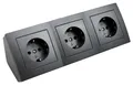 Produktbild: Aufbau Steckdosenblock, 3-fach Schutzkontakt, 250V~/16A, schwarz/anthrazit